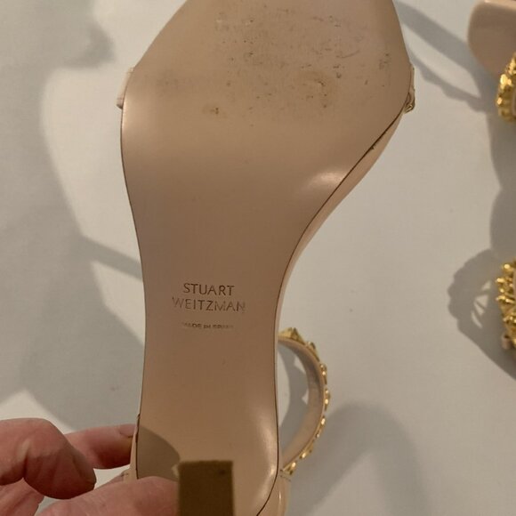 Stuart Weitzman High heel nude blush gold stud accents womens shoes - Picture 12 of 16